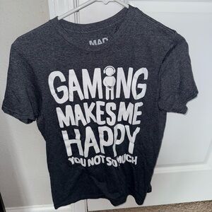 MAD Engine Gray T-Shirt with White 'Gaming Makes Me Happy' Graphic